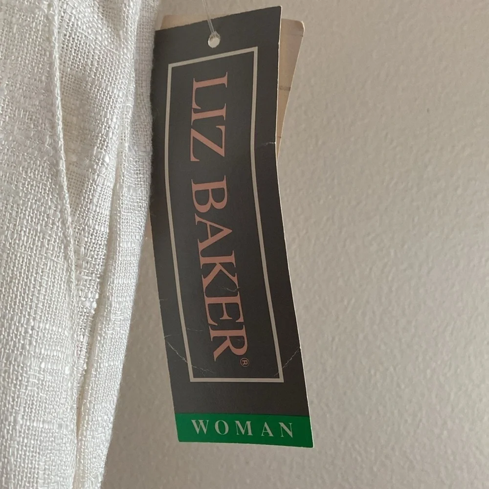 Vintage Liz Baker Women's Elegant Cream A-Line Linen Blend Skirt Plus Size 20W